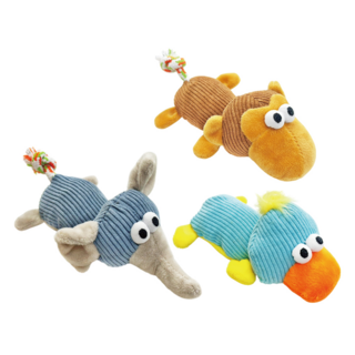 Nice u 毛樂趣 大眼動物發聲啃咬寵物玩具 17 x 11 x 8cm + 18 x 11 x 6cm + 20 x 11 x 7cm, 1組, 多色