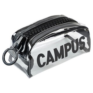 포포팬시 캠퍼스 왕지퍼 필통, 투명블랙, 1개