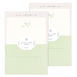 대시앤도트 가든 워크 레터 편지지 8p + 봉투 4p 세트, 04 클로버 버드, 2세트