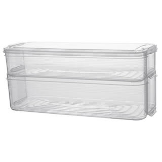 可疊加透明食物收納保鮮盒 雙層 冰箱收納 食物保鮮, 13 x 12.5 x 31cm, 1個