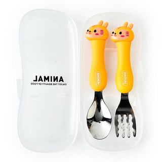 餐具組 附收納盒, 1組, 湯匙 + 叉子, 黃色松鼠