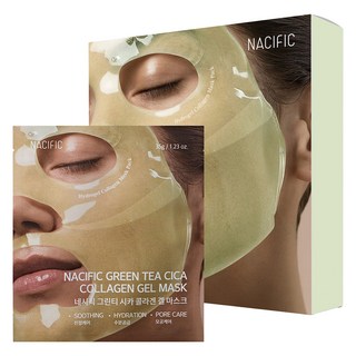 NACIFIC 綠茶積雪草膠原蛋白凝膠面膜, 1盒, 4片