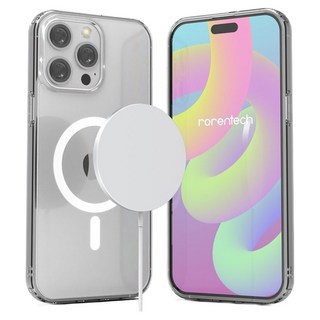 로랜텍 투명 맥세이프 휴대폰 케이스 + 프레임 카메라 보호 강화유리필름 세트