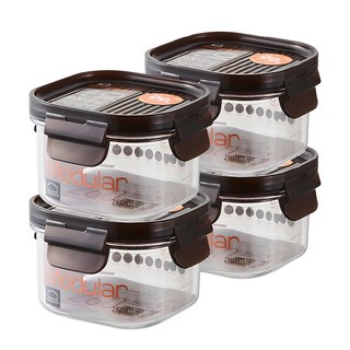 LocknLock 樂扣樂扣 BISfree 積木晶透保鮮盒 正方形, 4個