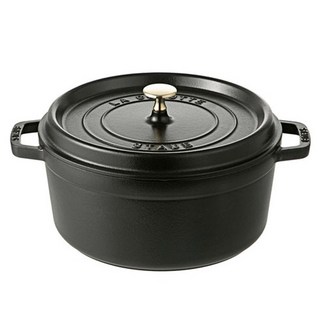 staub 圓形琺瑯鑄鐵鍋, 26cm, 黑色, 1個