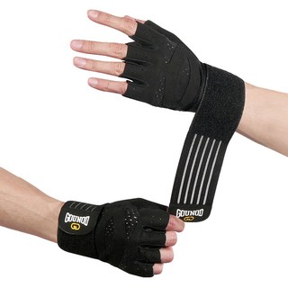 GOUNOD 古諾迪 升級版 護腕半指健身手套, 黑色, 1雙