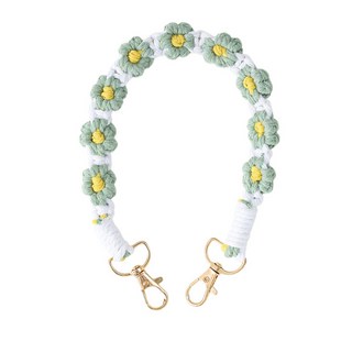 編織花朵手機繩, 1條, 豆沙綠