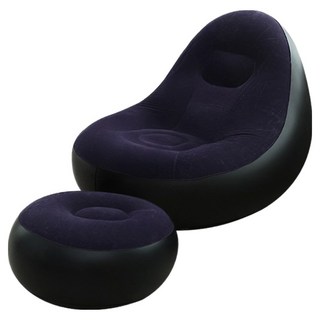 Likes 蓬鬆單人充氣沙發 + 腳凳組, 海軍藍