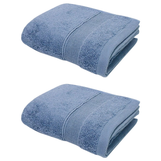 MORINO 摩力諾 石墨烯素色緞條方巾 MO680, 藍色, 2條