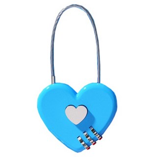 3位密碼鋼絲愛心鎖 藍色, 1個