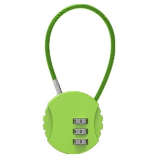 3位撥盤安全鋼絲鎖 綠色, 1個