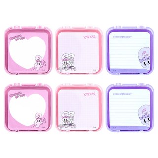 Esther Bunny 盒裝便條紙 80張 3款 x 2入組, 1套, 淺粉色 + 紫色 + 粉色