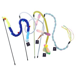 딩동펫 고양이 프레시 낚시대 장난감 4종 세트, 혼합색상, 1세트