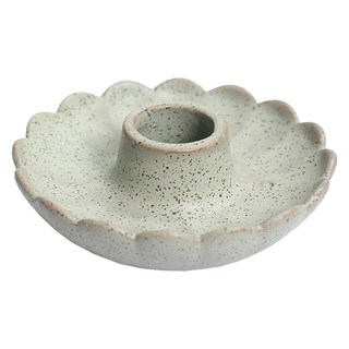多功能聖木鼠尾草線香托盤 陶瓷香座, 青草點狀 米白色