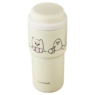 LocknLock 樂扣樂扣 野獸朋友們 馬卡龍保溫杯, 480ml, 奶油 + 象牙白, 1個