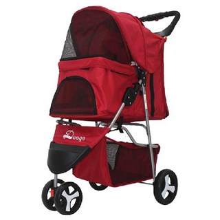 Doogo 寵物三輪推車 紅色 狗狗貓貓適用 舒適透氣, 1台