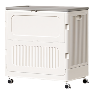 FANCY LIFE 帶輪折疊收納箱 大款 123L, 奶白咖, 1個