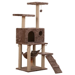 寵星球 絨布麻繩貓跳台, 咖啡色, 1個