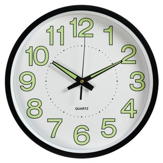 夜光簡約時尚大數字靜音掛鐘, 黑色