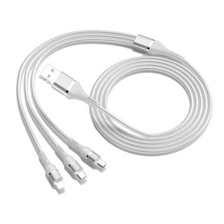 編織3合1快充充電線傳輸線 Type-C, 變換銀, 120cm, 1條