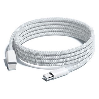 Type-C-Type-C 蘋果彩色编織快充線, 200cm, 亮白色, 1條