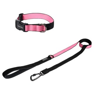 분독 강아지 오리지널리쉬 리드줄 카라비너 목줄 세트, 블랙핑크, 1세트