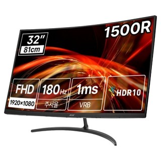에이서 FHD 한성 니트로 180Hz 1500R 게이밍 무결점 커브드 모니터, 81cm, NITRO EDT320Q S3