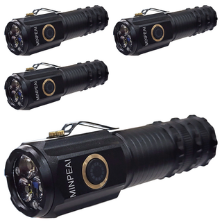 明沛 P40 LED 職人35W 大功率手電筒 MP3209 - USB充電 五種亮度選擇 磁吸設計 生活防水, 黑色, 4個