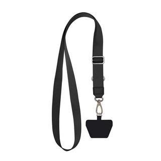 AHOYE 斜背頸掛手機掛繩 附夾片, 黑色, 1條