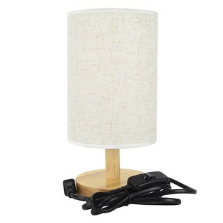 日式實木 圓筒大型 米白色 床頭檯燈 臥室燈具 簡約風