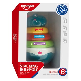 HUANGER 天空太陽星 快樂恐龍不倒翁疊環遊戲 huanhe0298, 1個, 混合顏色