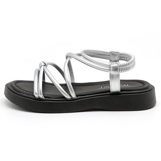 JACK&JILL 女款羅馬鬆緊帶涼鞋 JB5321, 250, 銀色