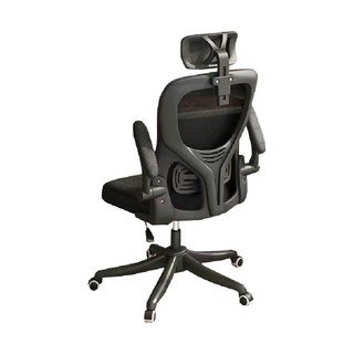 後仰頭枕辨公椅, 57 x 57 x 123cm, 黑框黑網, 人體工學設計, 透氣網布