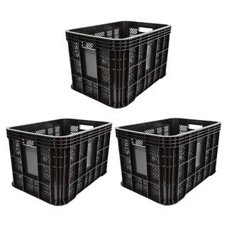 세화파렛텍 플라스틱 사각 농산물 과일 운반상자 이사박스, 검정색, 3개