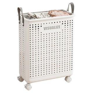 FANCY LIFE 帶手把折疊收納籃 米色, 1個, 中(35 x 18 x 43.5cm)