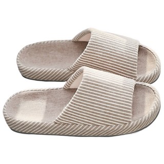 日式亞麻室內拖鞋 XL(29cm) 咖啡色 居家透氣舒適, 1雙