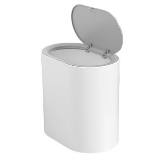 AHOYE 無印風按壓夾縫垃圾桶附滑輪 7L, 白色