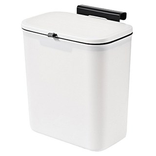 AHOYE 懸掛無痕大口徑滑蓋式垃圾桶 10L, 白色