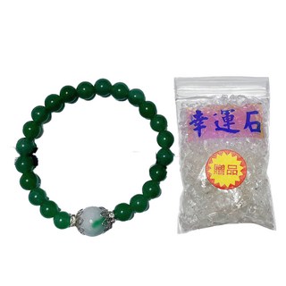 A1寶石 飄花翡翠東菱玉手鍊 + 白水晶碎石 L-02 19g