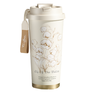 couselect 鈴花兩用咖啡杯 95 x 95 x 185mm, 500ml, 1個, 白色鈴蘭花