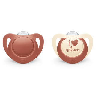 NUK Nature 矽膠安撫奶嘴 1號, 0~6個月, 莫蘭迪紅, 2個