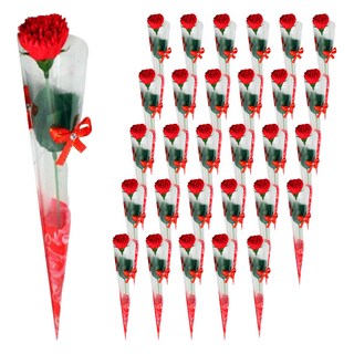 人造花 母親節康乃馨花束 帶鑽款, 紅色, 36支