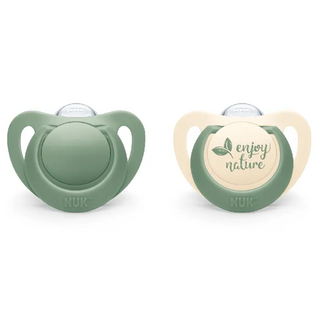 NUK Nature 矽膠安撫奶嘴 2號, 6~18個月, 莫蘭迪綠, 2個