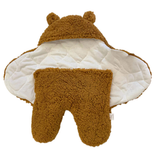 新生兒羊羔絨小熊包被睡袋 秋冬加厚款 70 x 65cm