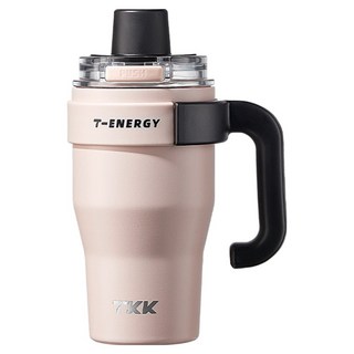 TKK 跳跳超霸杯 冰壩杯大容量 陶瓷內膽 內含泡茶神器 長效保溫, 蜜霧粉, 800ml, 1個