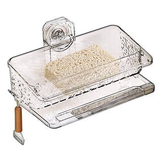 吸盤系列 透明波紋水槽瀝水收納架, 透明色, 1個