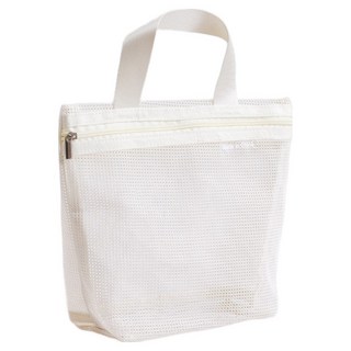 더자카 휴대용 물빠짐 욕실 메쉬 파우치, 아이보리