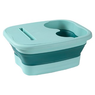 AHOYE 加深可折疊帶蓋置物腳底按摩泡腳桶, 藍綠色, 1個