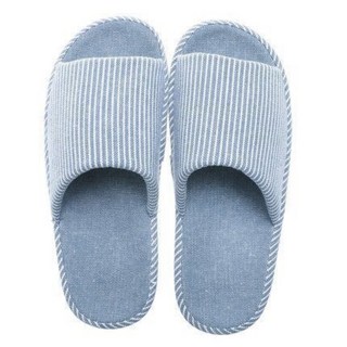 Home of flowers 繁花之家 日式亞麻室內拖鞋/居家拖鞋/防滑拖鞋/棉拖鞋/止滑拖鞋/情侶室內拖鞋/ 靜音拖鞋 適合腳長26.5~27.5cm, 藍色, 1雙