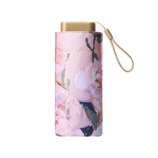 極美油畫輕量黑膠自動折傘 220g, 粉色芍藥